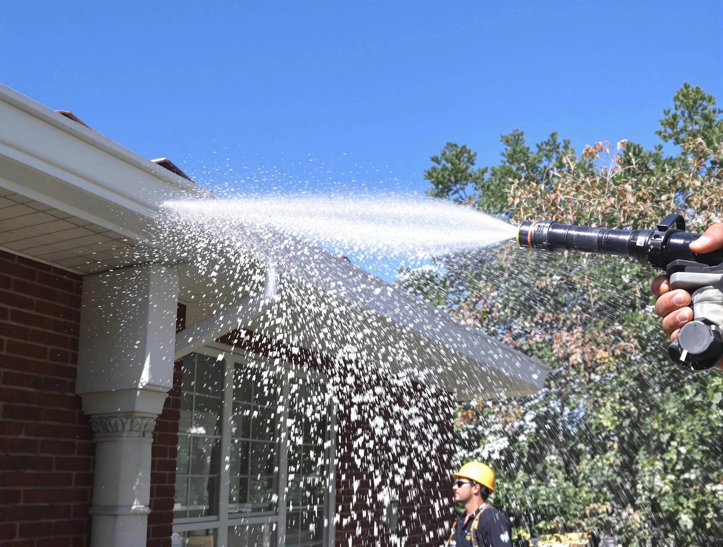 Cleared downspout by Middleburg Heights Roofing Company ensuring unrestricted flow in Middleburg Heights, OH