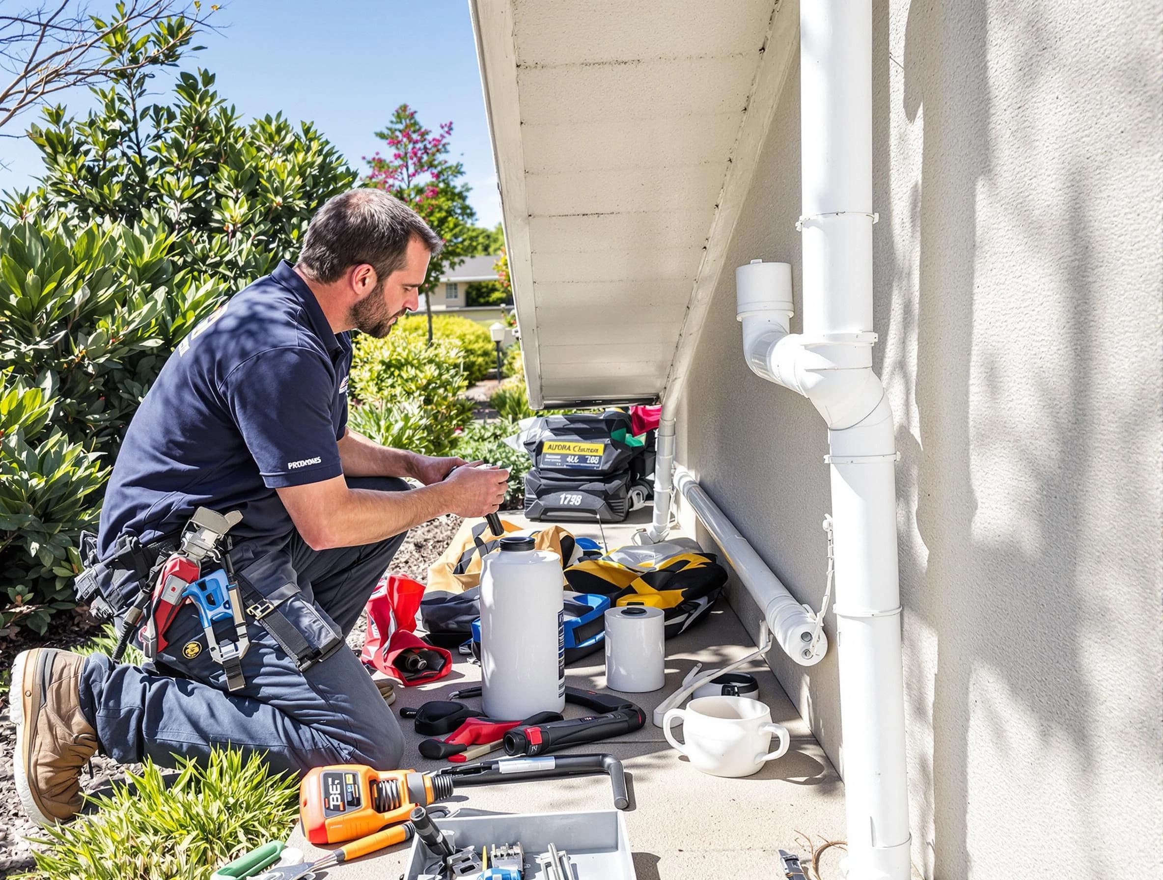 Middleburg Heights Roofing Company expert fixing a downspout in Middleburg Heights, OH