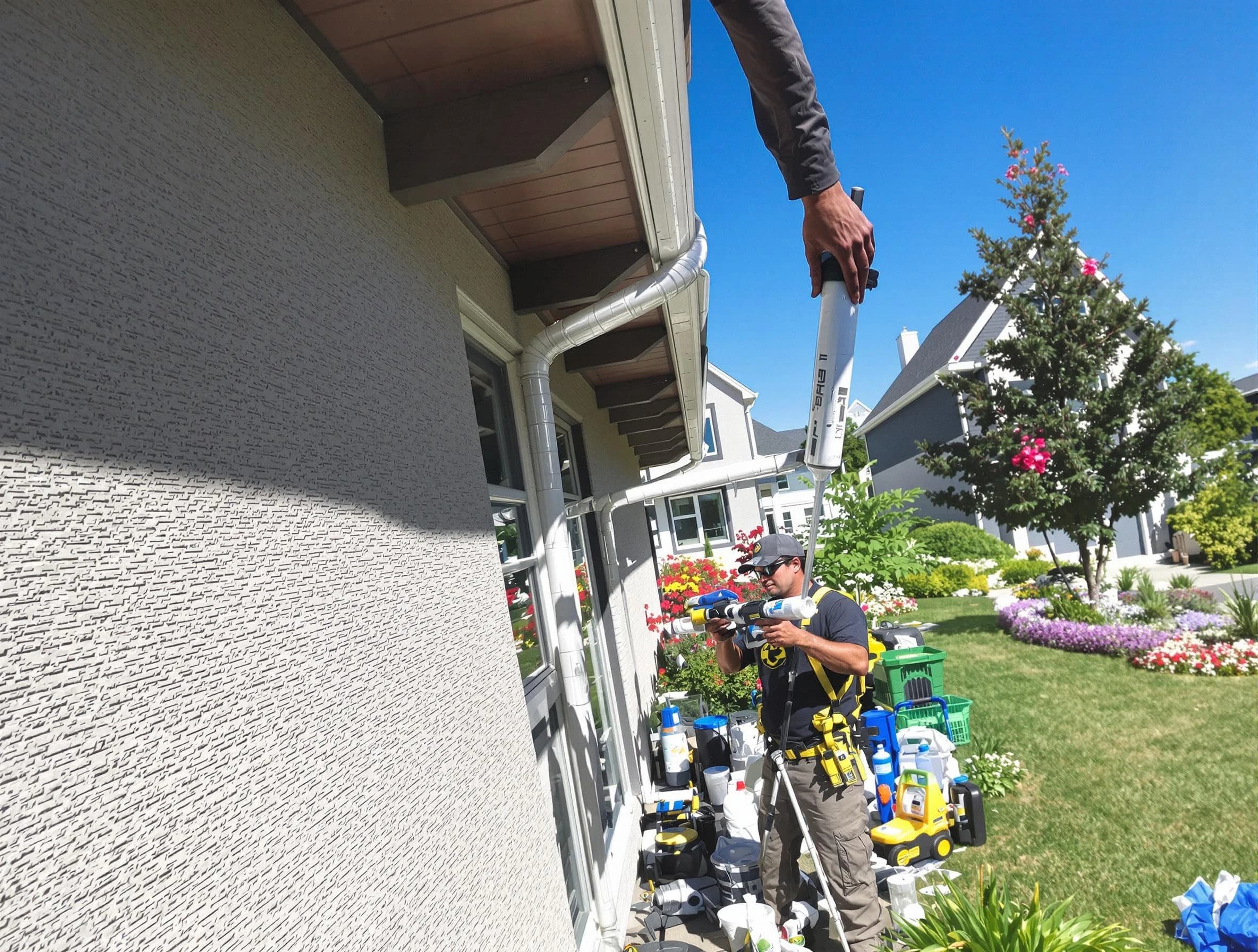 Reinforced downspout bracket installed by Middleburg Heights Roofing Company in Middleburg Heights, OH