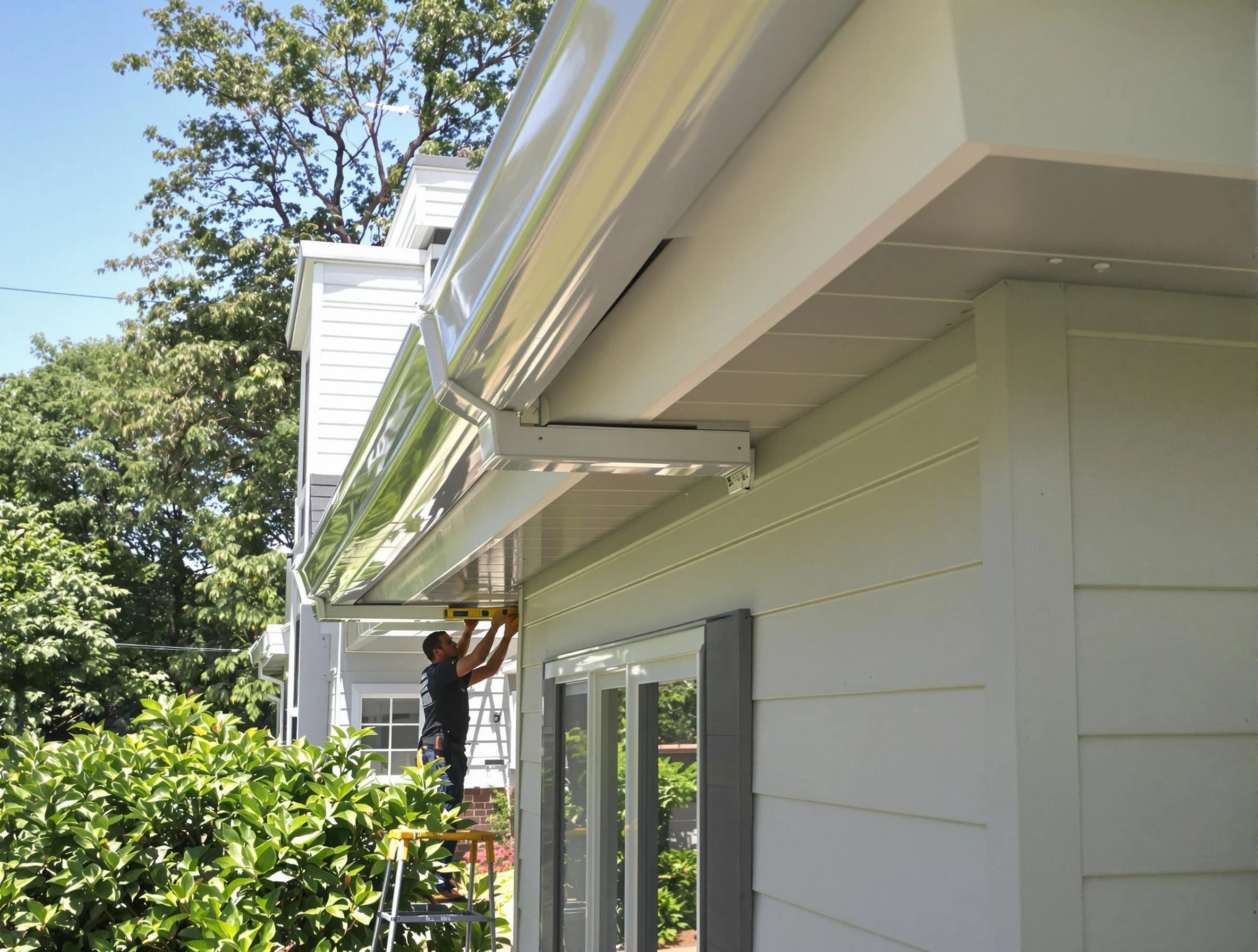 Properly aligned gutter system installed by Middleburg Heights Roofing Company in Middleburg Heights, OH