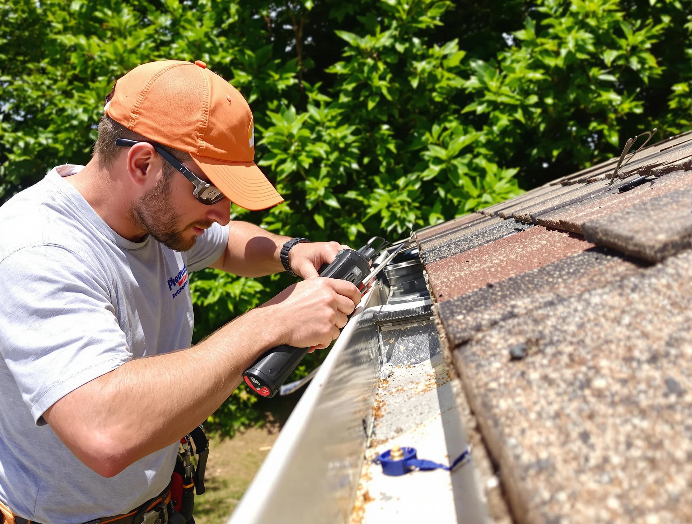 Middleburg Heights Roofing Company specialists conducting a gutter repair in Middleburg Heights, OH