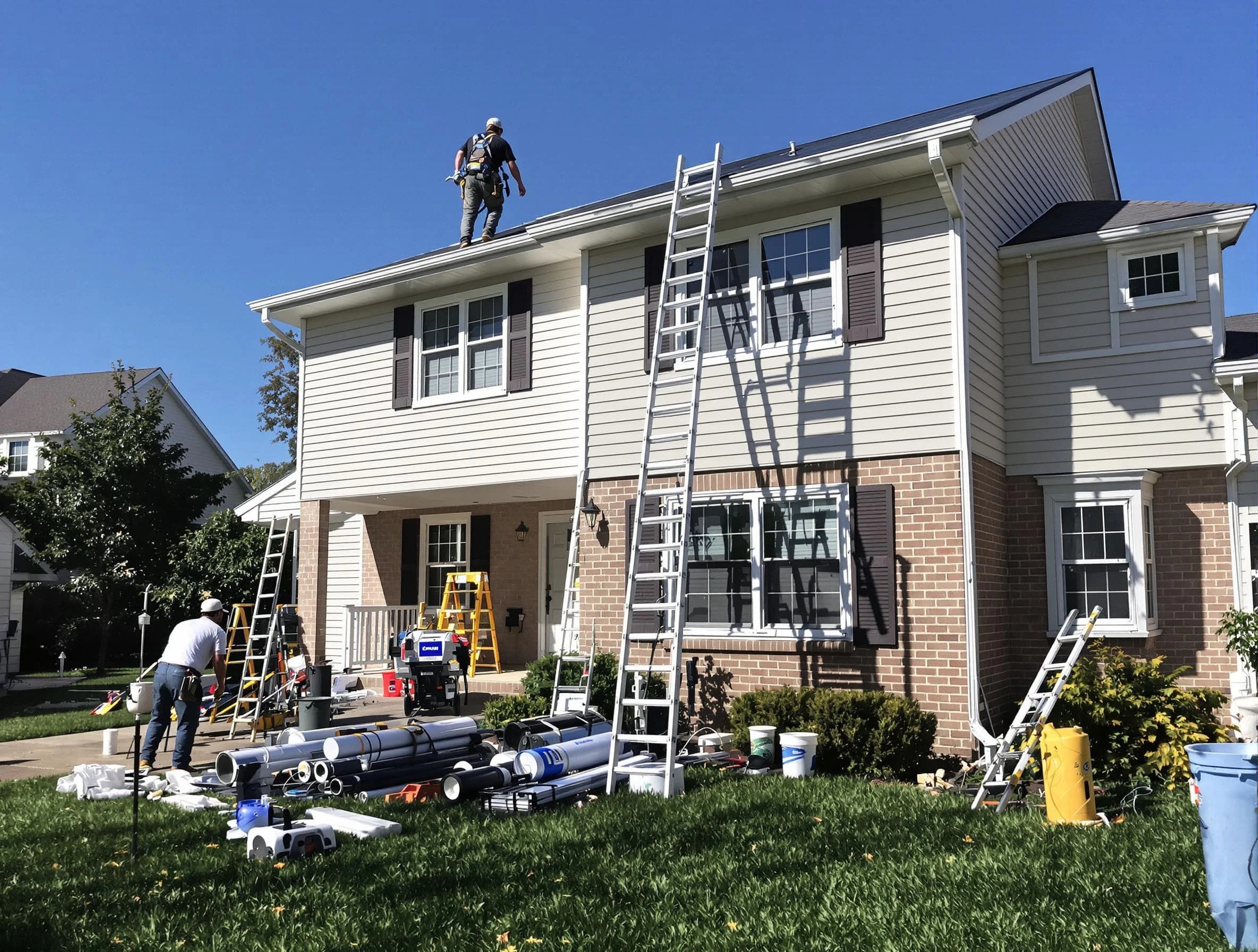 Middleburg Heights Roofing Company completing a gutter replacement in Middleburg Heights, OH