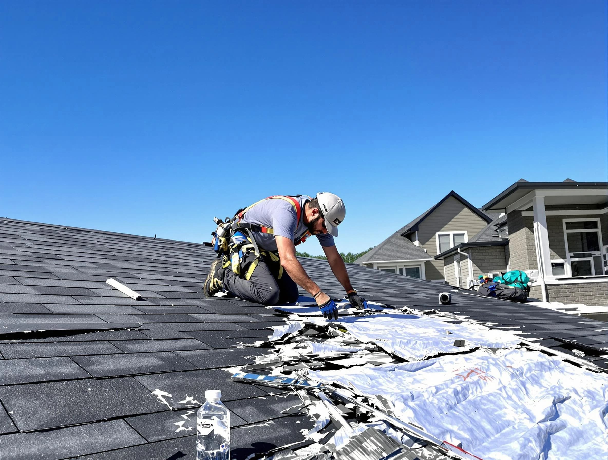 Middleburg Heights Roofing Company repairing a roof section in Middleburg Heights, OH